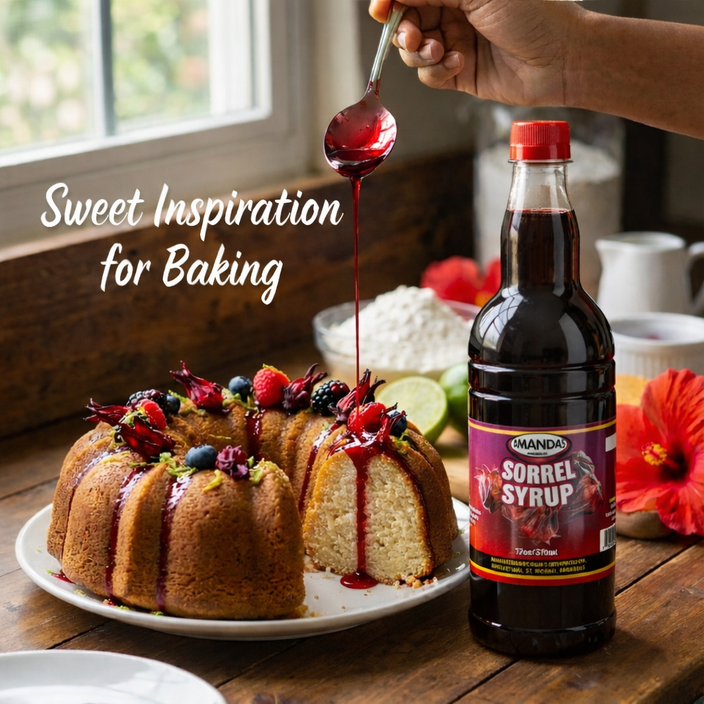 Amandas Barbadian Sorrel Syrup 750 ml | Vegan Bajan Sorrel Syrup | Perfect for Drinks, Cocktails, Coffee, & Baking | Made in Barbados