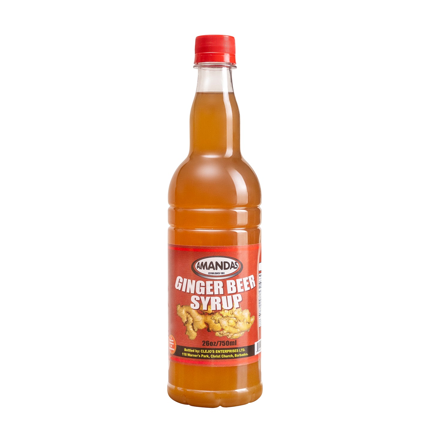 Amandas Barbadian Ginger Beer Syrup 750 ml | Vegan Syrup Perfect for Cocktails, Drinks, Coffee, & Baking | Made in Barbados