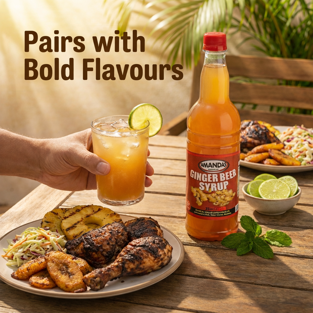 Amandas Barbadian Ginger Beer Syrup 750 ml | Vegan Syrup Perfect for Cocktails, Drinks, Coffee, & Baking | Made in Barbados