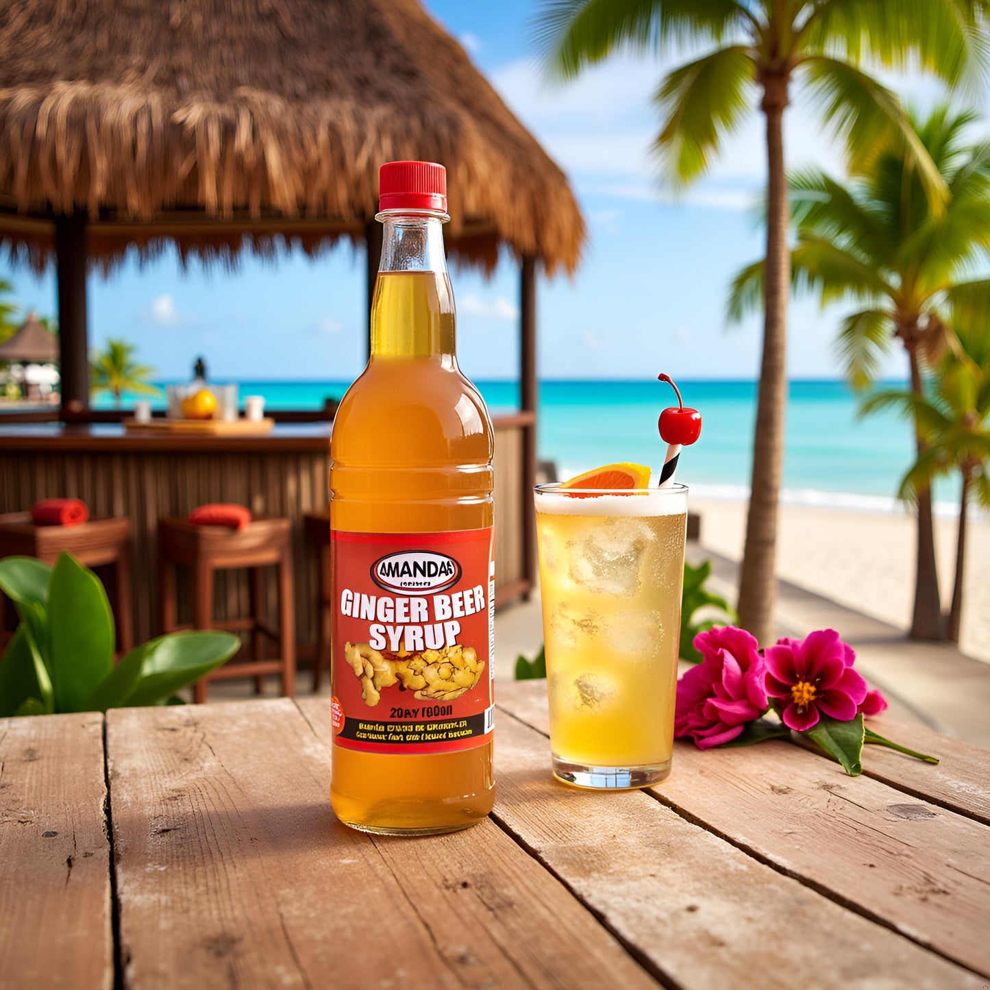 Amandas Barbadian Ginger Beer Syrup 750 ml | Vegan Syrup Perfect for Cocktails, Drinks, Coffee, & Baking | Made in Barbados