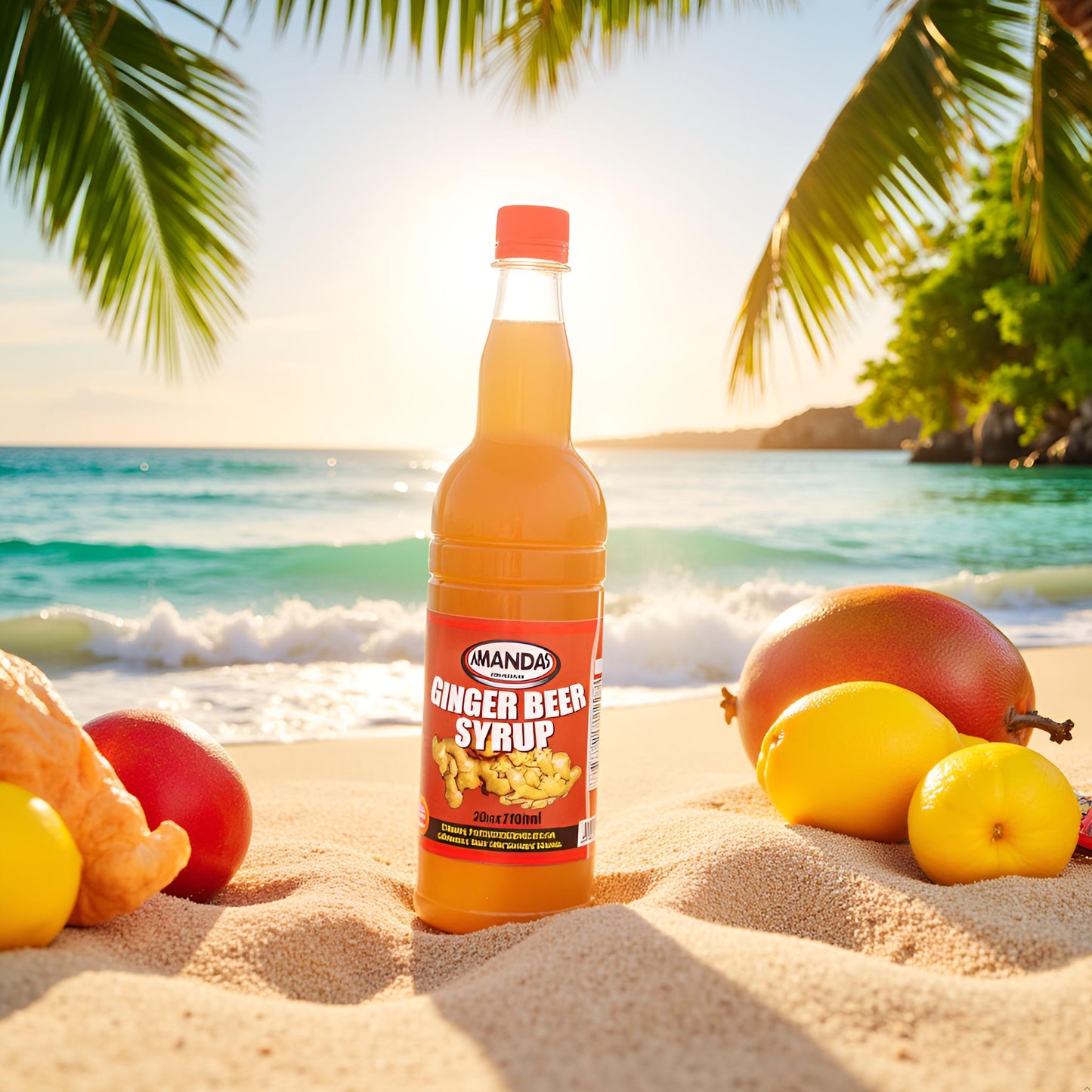 Amandas Barbadian Ginger Beer Syrup 750 ml | Vegan Syrup Perfect for Cocktails, Drinks, Coffee, & Baking | Made in Barbados